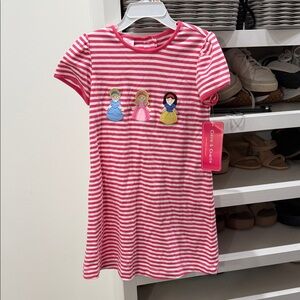 Claire & Charlie Pink Striped Princess Appliqué Kids Dress